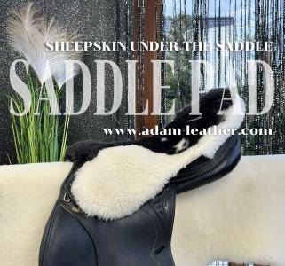 Saueskinn - Filtsadel, salunderlag av saueskinn - saueskinn plassert under salen.